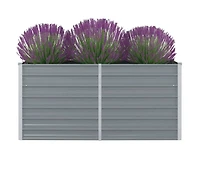 Raised Garden Bed 63"x31.5"x30.3" Galvanized Steel Gray