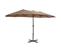 Outdoor Parasol with Aluminum Pole 181.1"x106.3" Taupe
