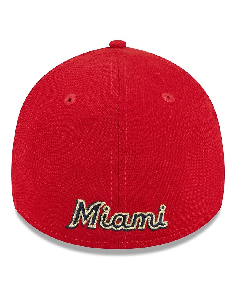 Men's New Era Red Miami Marlins 2023 Fourth of July 39THIRTY Flex Fit Hat
