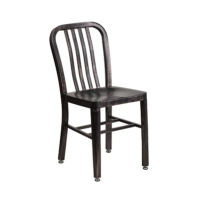 Merrick Lane Santorini 18 Inch Galvanized Steel Indoor/Outdoor Dining Chair With Slatted Back And Powder Coated Finish