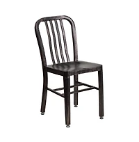 Merrick Lane Santorini 18 Inch Galvanized Steel Indoor/Outdoor Dining Chair With Slatted Back And Powder Coated Finish