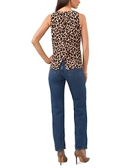 Vince Camuto Women's Printed Crewneck Split Back Keyhole Tank Top