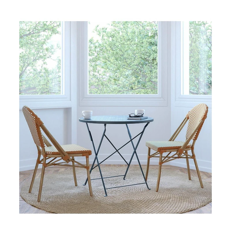 Merrick Lane Celia Indoor/Outdoor Stacking Bistro Chair With Aluminum Frame