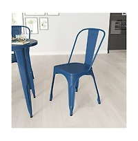 Banks Indoor/Outdoor Stacking Metal Dining Chair With Single Slat Back And Distressed Powder Coated Finish