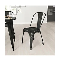 Banks Indoor/Outdoor Stacking Metal Dining Chair With Single Slat Back And Distressed Powder Coated Finish