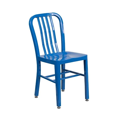 Merrick Lane Santorini 18 Inch Galvanized Steel Indoor/Outdoor Dining Chair With Slatted Back And Powder Coated Finish