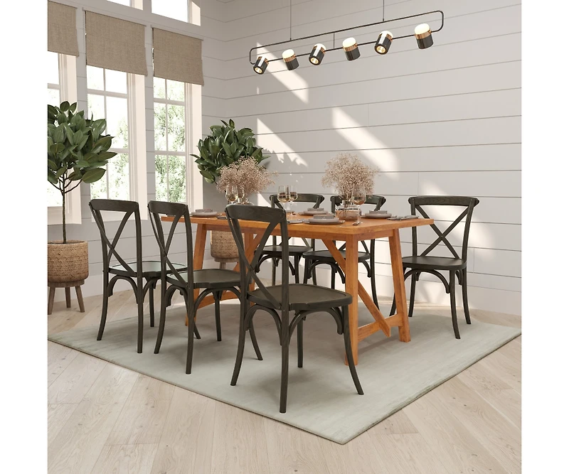 Merrick Lane Davisburg Stackable Wooden Cross Back Bistro Dining Chair