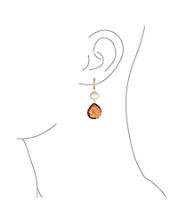 Bling Jewelry Briolette Chocolate Natural Brown Smoky Quartz Drop Hoop Earrings Gold Plated