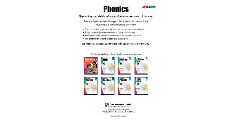 Spectrum Phonics, Grade K by Spectrum Compiler