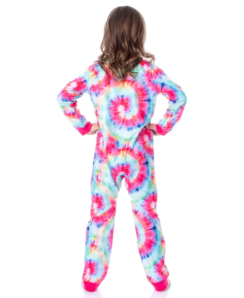 Scooby-Doo Girls Tie-Dye Flower Power 1-Piece Union Suit Footless Sleeper Pajama
