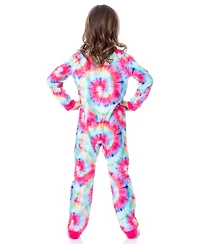 Scooby-Doo Girls Tie-Dye Flower Power 1-Piece Union Suit Footless Sleeper Pajama
