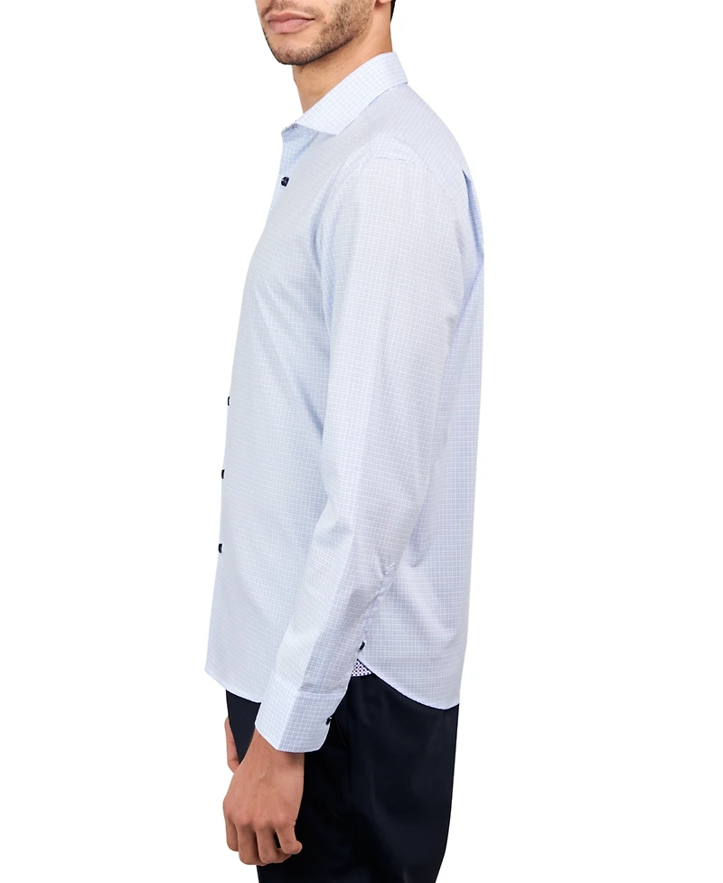 Michelsons of London Men's Dobby Gingham Dress Shirt