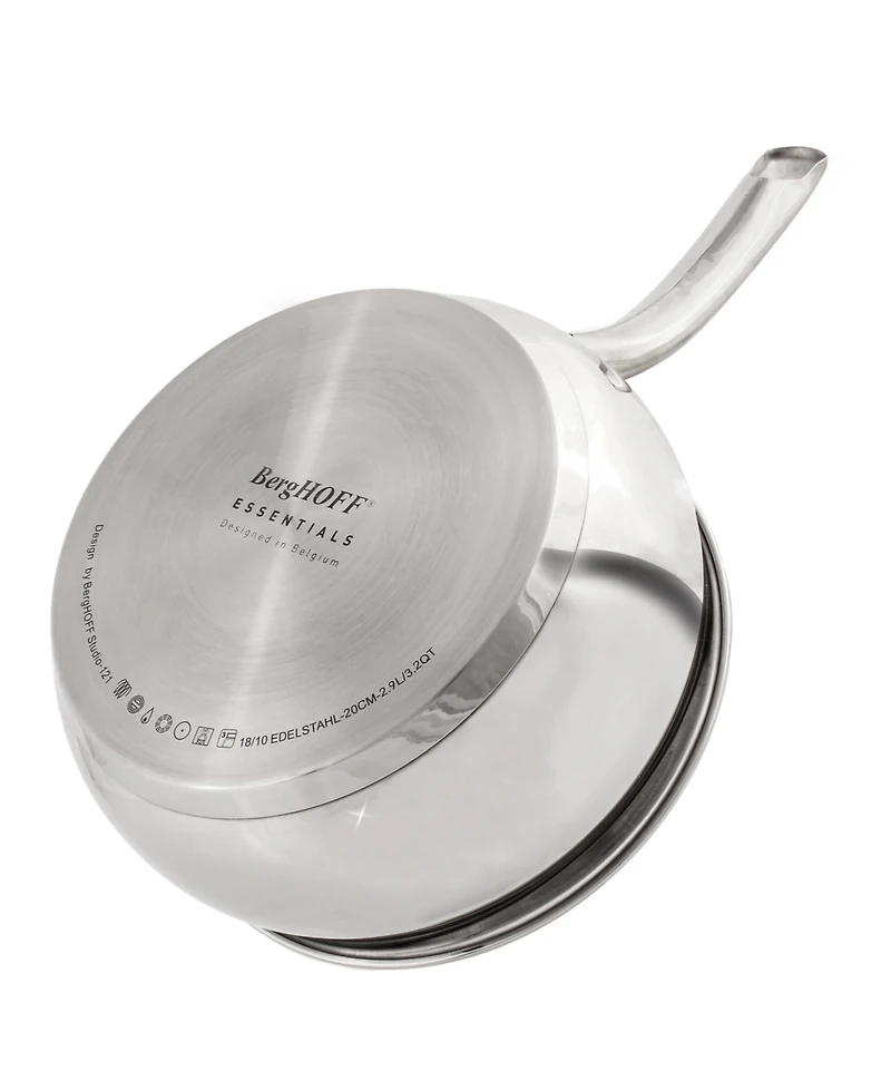 BergHOFF Belly Shape 18/10 Stainless Steel 8" Sauce Pan with Ss Lid, 3.2qt.