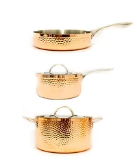 BergHOFF Vintage 5pc Tri-Ply Copper Cookware Set with Lids, Hammered