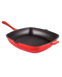 BergHOFF Neo Enameled Cast Iron 3 Piece 10" Fry Pan, 11" Grill Pan, and Slotted Steak Press Set