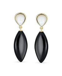 Bling Jewelry Geometric Rhombus Teardrop Stone Dangling Earrings Gold Plated