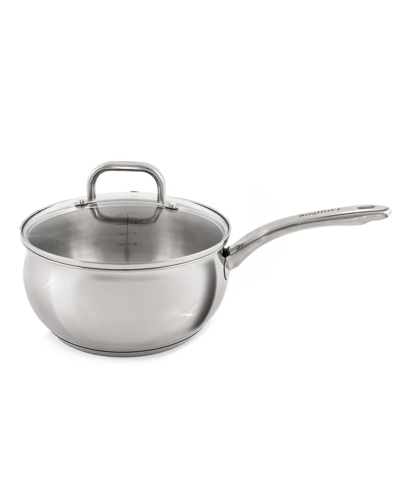 BergHOFF Belly Shape 3pc 18/10 Stainless Steel Fry Pan & Saucepan Cookware Set with Glass Lid