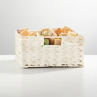 mDesign Woven Farmhouse Kitchen Pantry Food Storage Basket Box, Medium - 6 Pack, White
