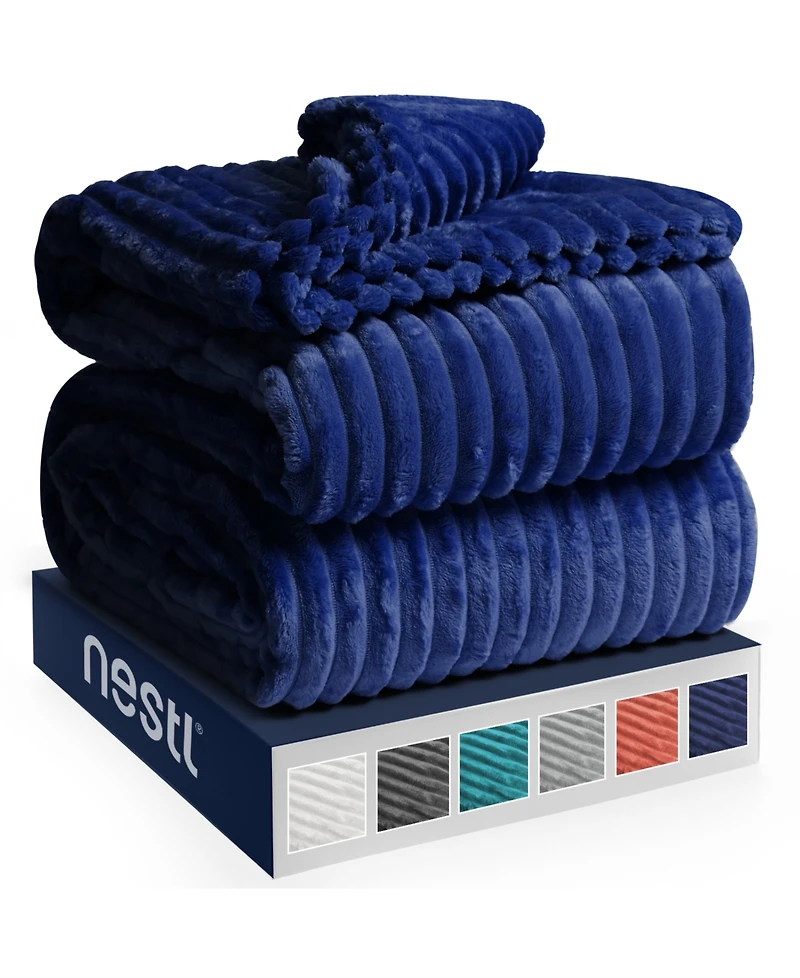 Nestl Cut Plush Lightweight Super Soft Fuzzy Luxury Bed Blanket, Queen
