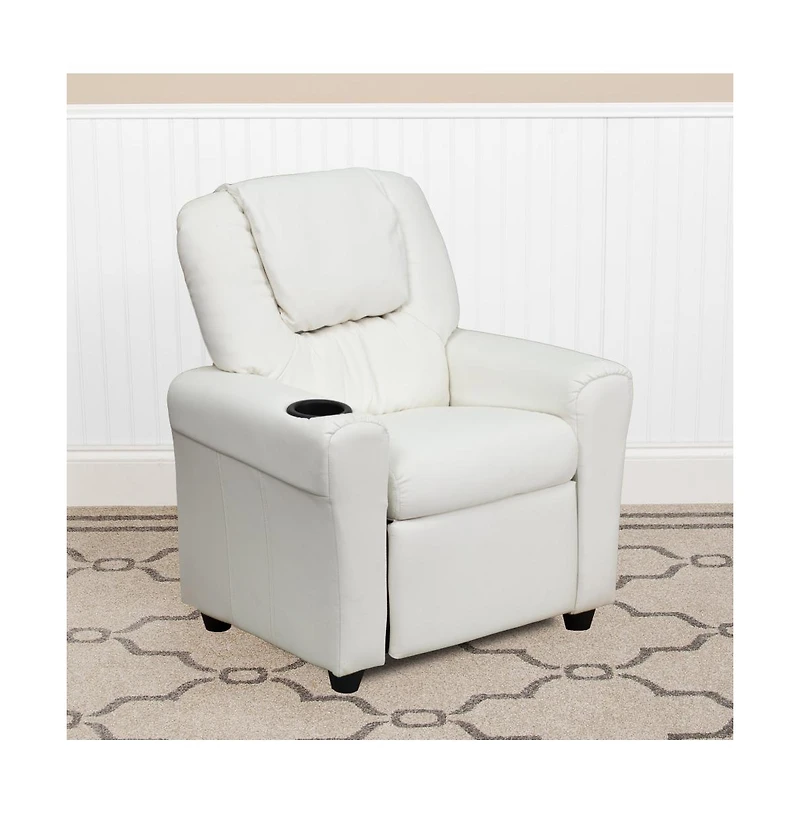 Contemporary Kids Recliner Chair With Cup Holder And Headrest
