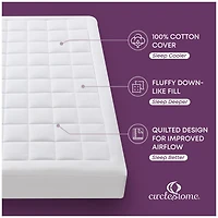 Circles Home Circleshome Ultra-Plush Down Alternative Cotton Top Mattress Pad White Queen