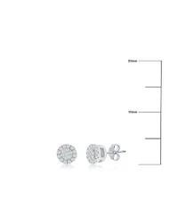 Round Halo Diamond 4mm Studs(0.1 ct. t.w.) 38 Stones Sterling Silver