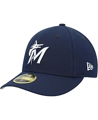 Men's New Era Navy Miami Marlins Oceanside Low Profile 59FIFTY Fitted Hat