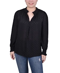 Ny Collection Women's Long Sleeve Smocked Cuff Blouse
