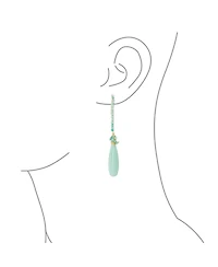 Bling Jewelry Boho Wire Wrap Cluster Bead Accent Elongated Fish Hook Long Teardrop Chandelier Dangle Earrings Gold Plated