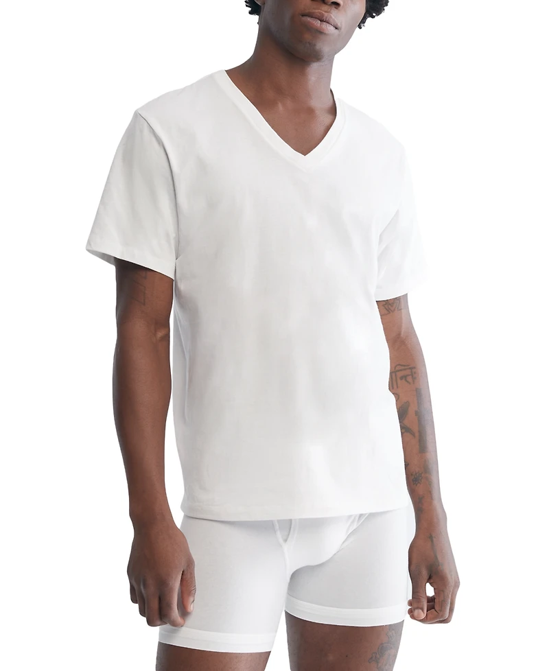 Calvin Klein Men's 5-Pack Cotton Classics V-Neck Undershirts, Created for Macy's