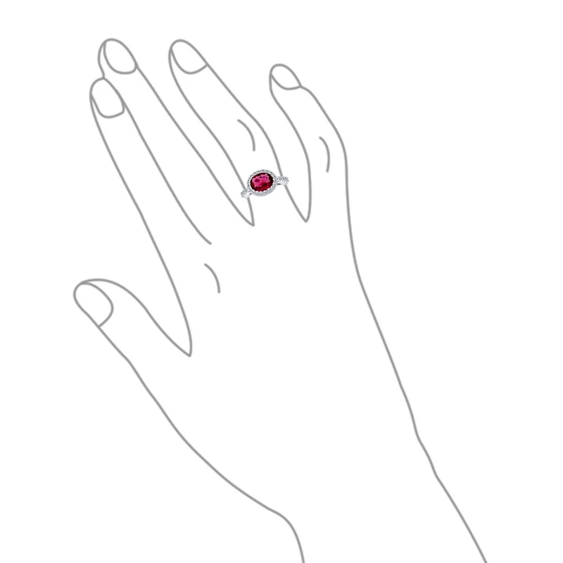 Bling Jewelry 3CTW Oval Solitaire Cubic Zirconia Cz Pave Red Statement Fashion Ring Silver Plated Brass