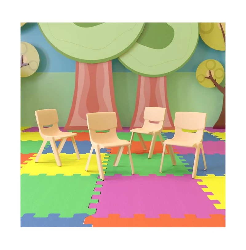 4 Pack Plastic Stackable Pre-k/School Chairs With 10.5"H Seat