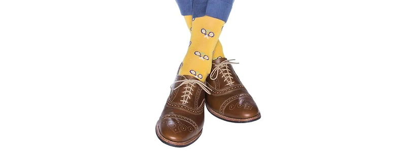 Trafalgar Men's The Rally Tennis Novelty Mercerized Cotton Mid-Calf Socks