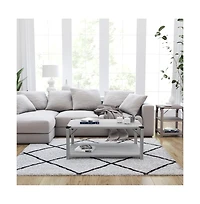 Merrick Lane Green River Modern Farmhouse Engineered Wood Coffee Table And Powder Coated Steel Accents