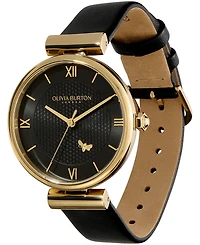 Olivia Burton Women's Mini Bee Black Leather Strap Watch 36mm