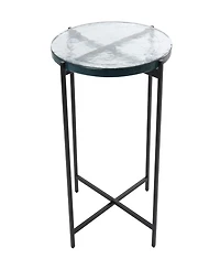Rosemary Lane 24" Metal with Textured Glass Tabletop X-Shaped Accent Table
