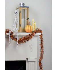 50' Orange and Black Halloween Tinsel Garland, Unlit
