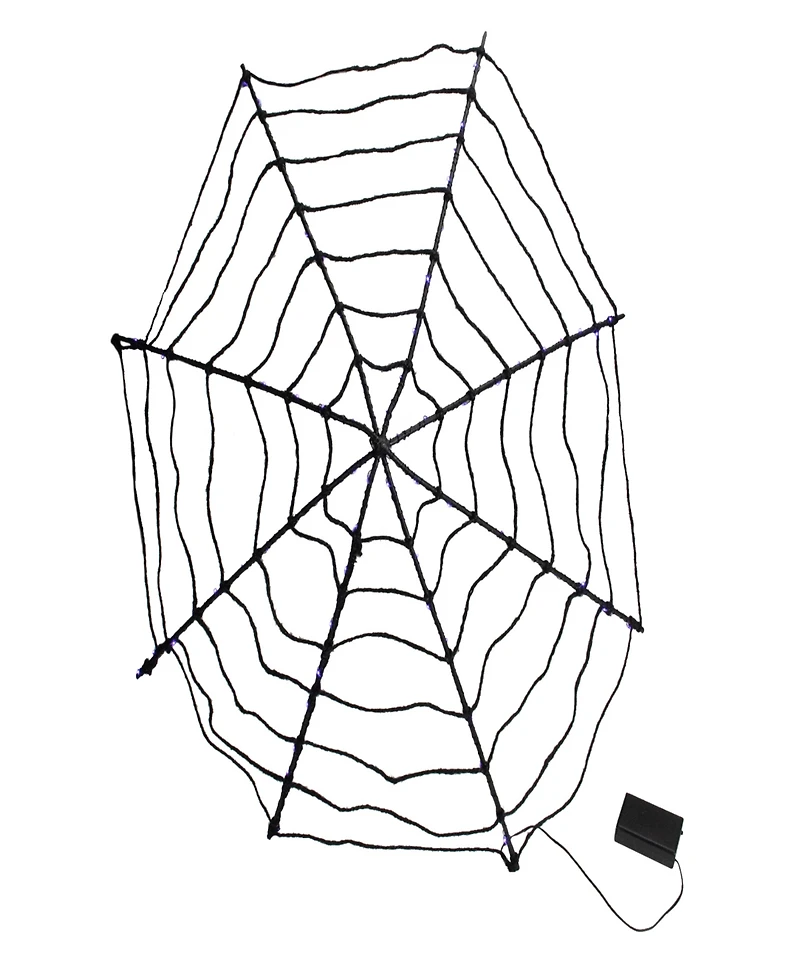 16" Lighted Battery Operated Spider Web Halloween Decoration with Led Lights