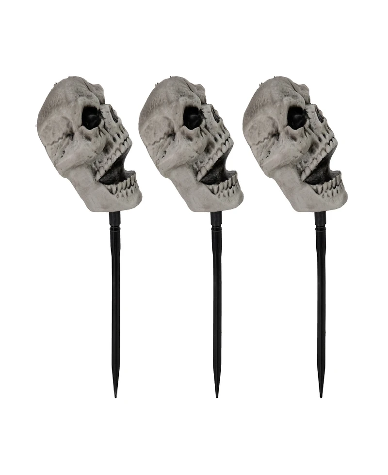 Set of 3 Skull Stakes Outdoor Yard Halloween Decorations