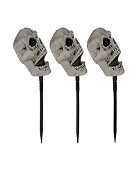 Set of 3 Skull Stakes Outdoor Yard Halloween Decorations