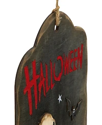 9.75" Skeleton and Jack-o'-Lantern Halloween Wall Sign