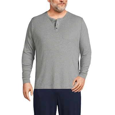 Lands' End Men's Knit Rib Pajama Henley T-Shirt