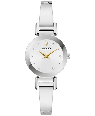 Bulova Women's Marc Anthony Modern Diamond Accent Stainless Steel Bangle Bracelet Watch 26mm