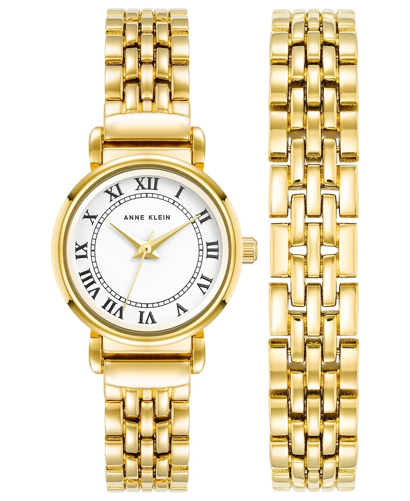 Anne Klein Women's Quartz Gold-Tone Alloy Watch 24mm Set