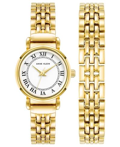Anne Klein Women's Quartz Gold-Tone Alloy Watch 24mm Set