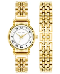 Anne Klein Women's Quartz Gold-Tone Alloy Watch 24mm Set
