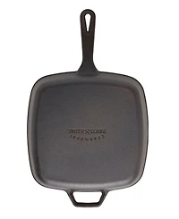 Smith and Clark Cast Iron 11" Open Square Fry pan with Assist Handle