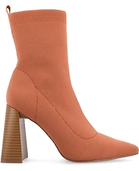 Journee Collection Women's Noralinn Knit Stacked Flared Heel Dress Booties