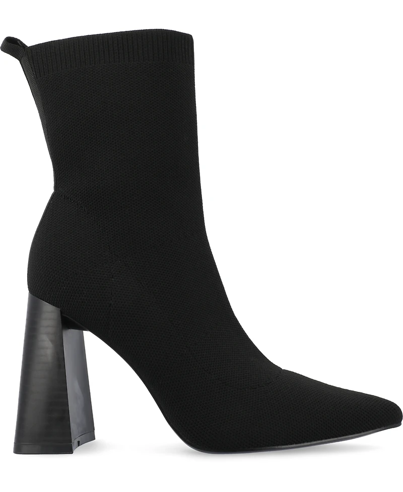Journee Collection Women's Noralinn Knit Stacked Flared Heel Dress Booties