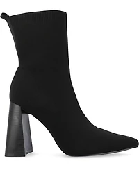 Journee Collection Women's Noralinn Knit Stacked Flared Heel Dress Booties